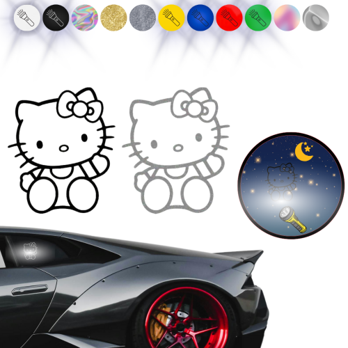 HELLO KITTY W02 - Naklejka na samochód na auto - ODBLASKOWA