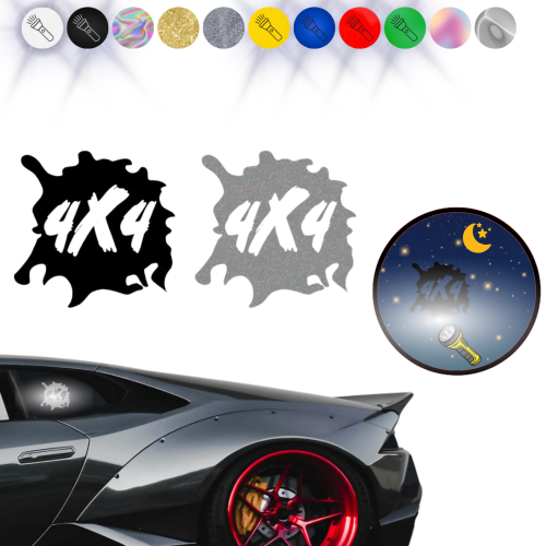 Naklejka 4x4 Off Road PLAMA na samochód na auto ODBLASKOWA 