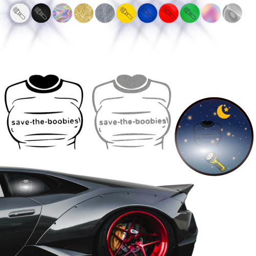 SAVE THE BOOBIES - Naklejka na samochód na auto - ODBLASKOWA 