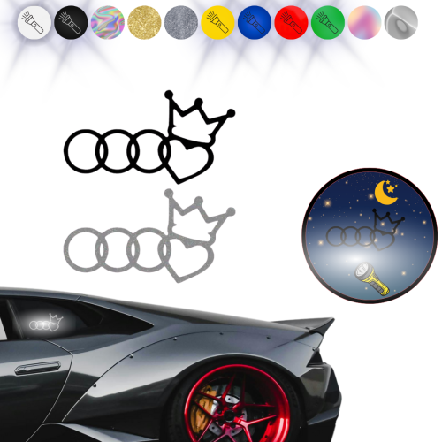 AUDI King Love - Naklejka na samochód na auto - ODBLASKOWA 