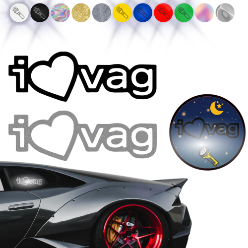  I Love VAG - Naklejka na samochód na auto - ODBLASKOWA 