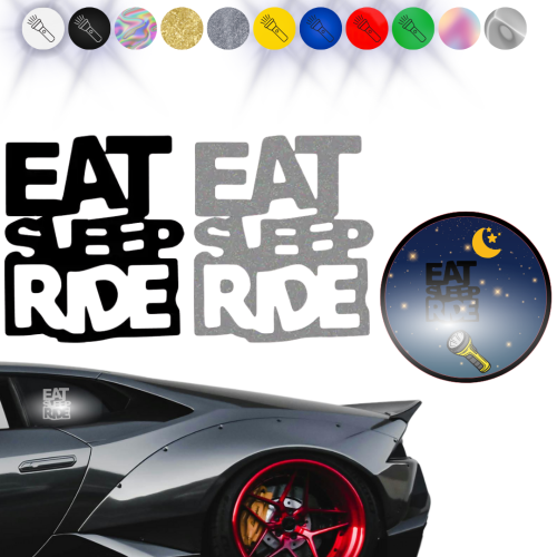 EAT SLEEP RIDE - Naklejka na samochód na auto - ODBLASKOWA 