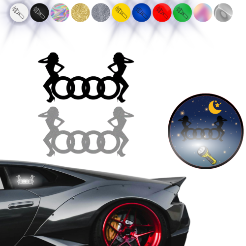  Naklejka AUDI Logo Girl na samochód na auto - ODBLASKOWA