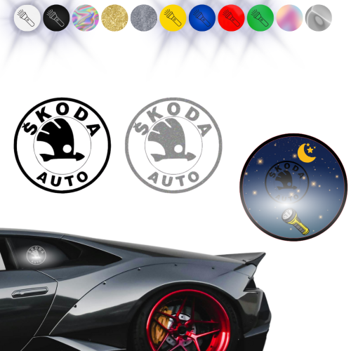 SKODA Logo - Naklejka na samochód na auto ODBLASKOWA