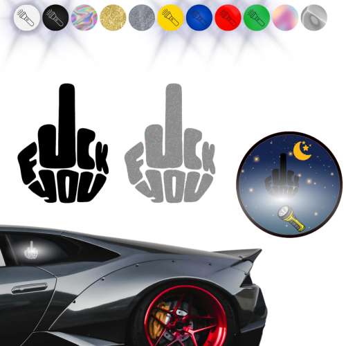 Środkowy palec F*CK YOU W02 - Naklejka na samochód na auto ODBLASKOWA