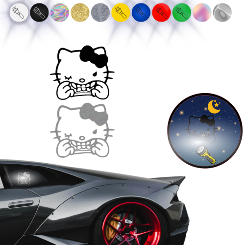 HELLO KITTY W01 - Naklejka na samochód na auto ODBLASKOWA