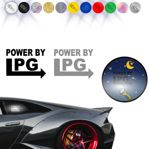 POWER BY LPG - Naklejka na samochód na auto ODBLASKOWA