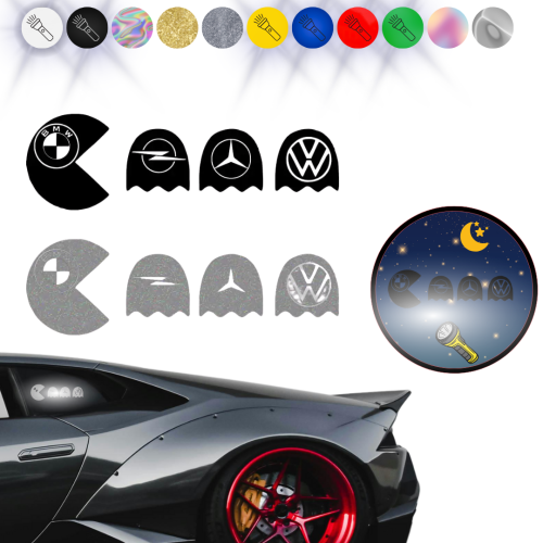 Naklejka PACKMAN BMW |Opel-Mercedes-VW| - Naklejka na samochód na auto ODBLASKOWA