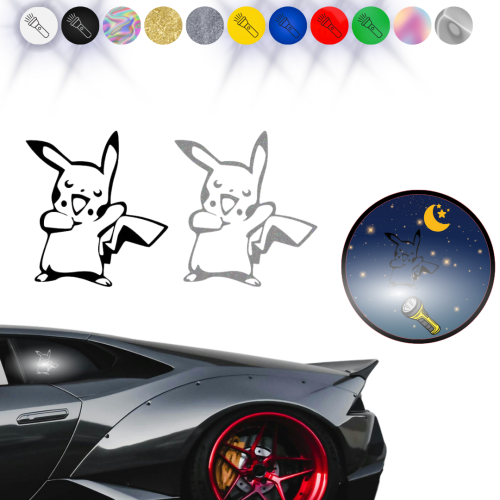  Pikachu POKEMON W03 - Naklejka na samochód na auto ODBLASKOWA