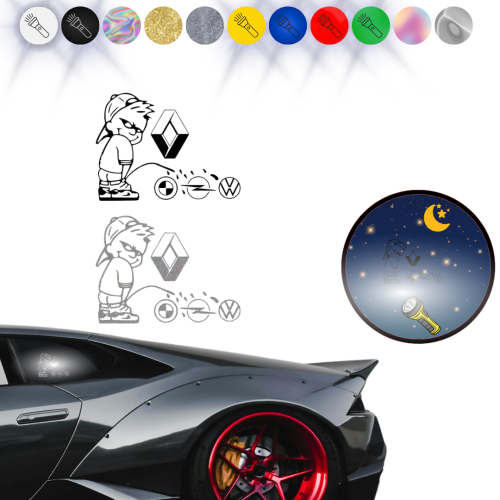 RENAULT LEJE NA BMW OPEL VW - Naklejka na samochód na auto ODBLASKOWA