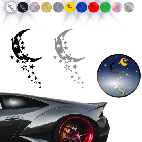 KSIĘŻYC GWIAZDKI - Naklejka na samochód na auto ODBLASKOWA