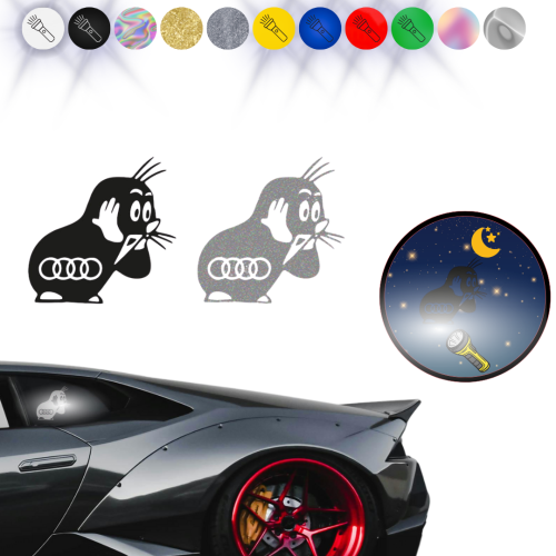 KRECIK Z LOGO AUDI - Naklejka na samochód na auto ODBLASKOWA