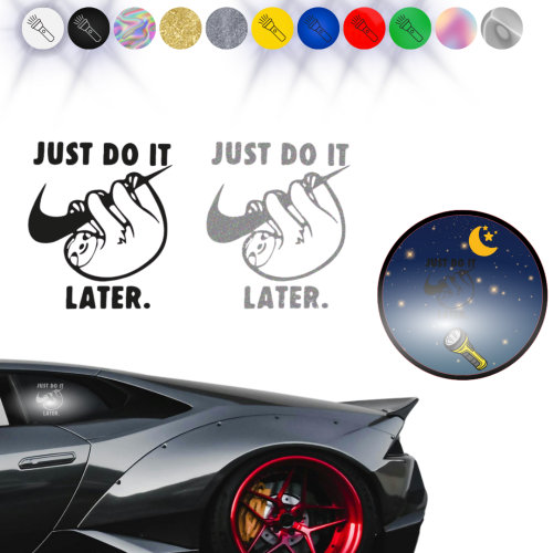 JUST DO IT LATER. - Naklejka Logo NIKE na samochód na auto ODBLASKOWA