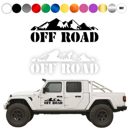 Naklejka 4x4 Off Road GÓRY W03 na samochód na auto KOLOR