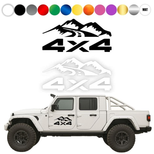Naklejka 4x4 Off Road GÓRY W02 na samochód na auto KOLOR