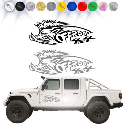 Naklejka Off Road 4x4 DZIK W01 na Samochód, na Auto terenowe ODBLASKOWA 