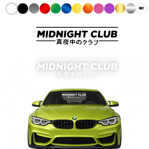 Blenda MIDNIGHT CLUB - Naklejka na przednią szybę samochodu KOLOR