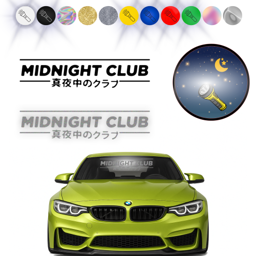 Blenda MIDNIGHT CLUB - Naklejka na przednią szybę samochodu ODBLASKOWA