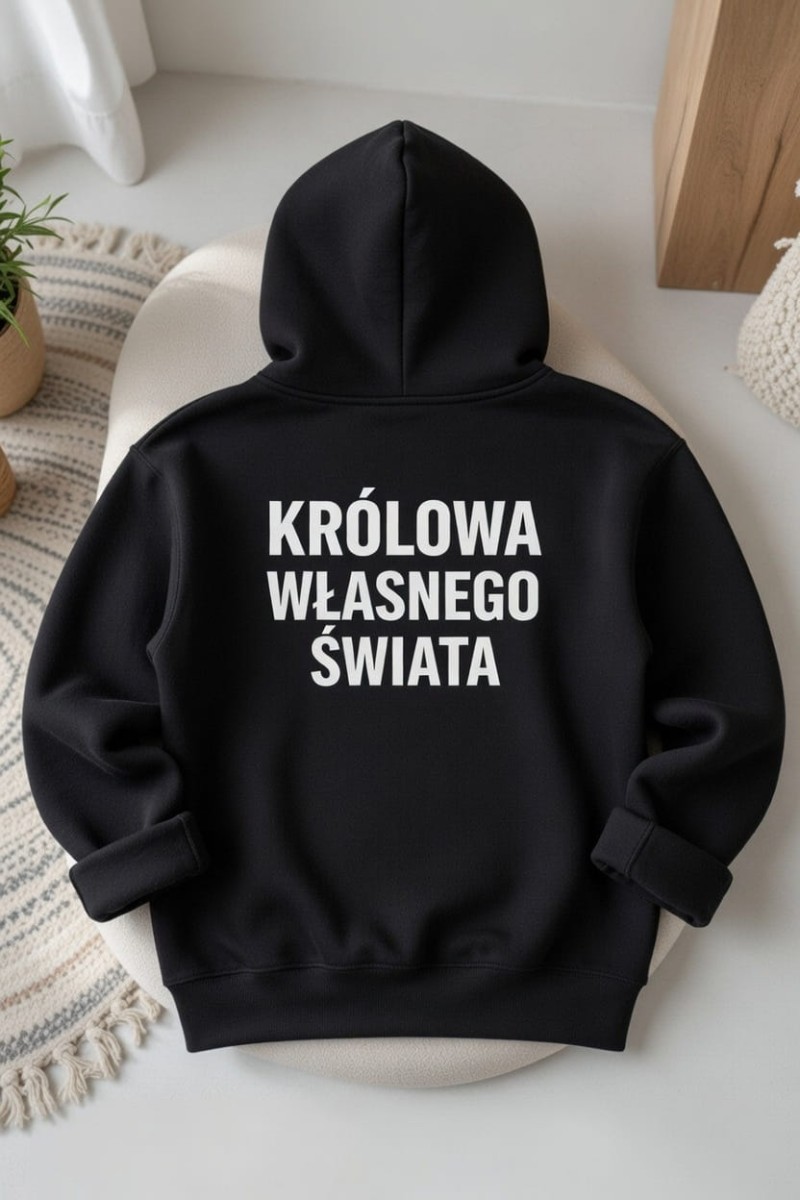 bluza damska z kapturem personalizowana z nadrukiem motywacyjnym