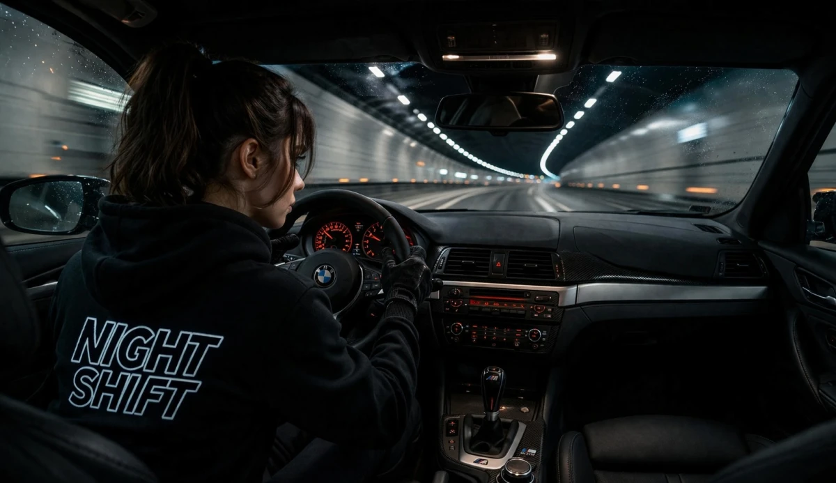 Bluza na zloty samochodowe Night Shift czarna