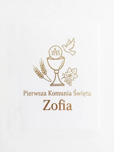 Napis Pierwsza Komunia Święta + imię - dekoracja Ścianki