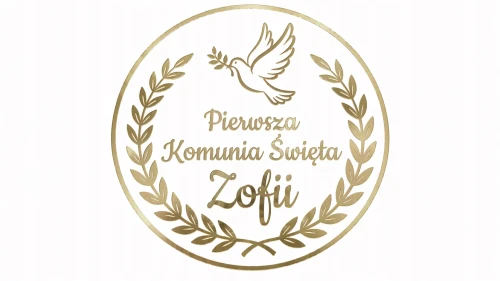 Personalizowany złoty napis Komunia Święta + imię - ozdoba na ścianę