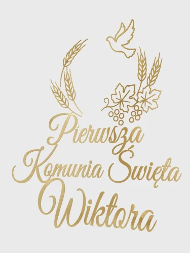 Dekoracja komunijna - Naklejka Komunia Święta z Imieniem Dekoracja Ścianki